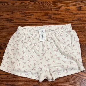 Women's White and Pink Patterned Sleep Shorts